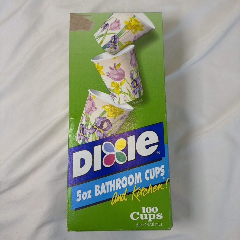 Vintage Dixie 5oz Bathroom Cups Garden Party Floral Design‎ Full Box